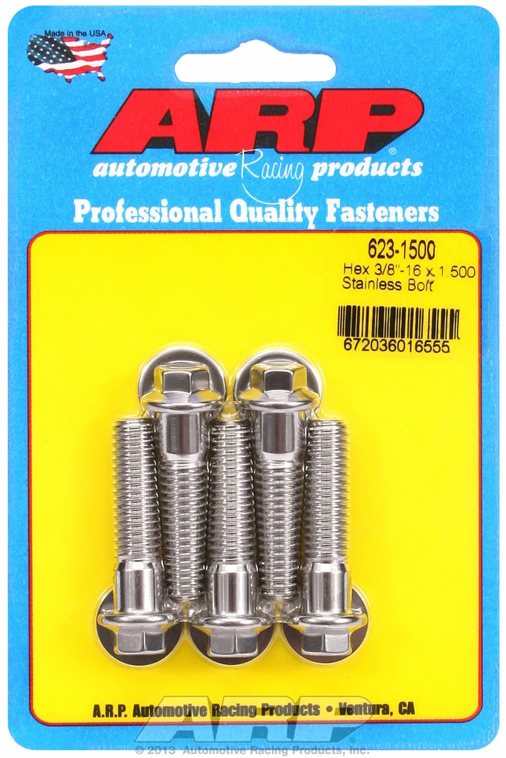 623-1500 – ARP Bolt, Standard Bolt 3/8 Inch - 16 Thread Size 1.500 Inch Under Head Length 3/8 Inch Socket Size Hex St...